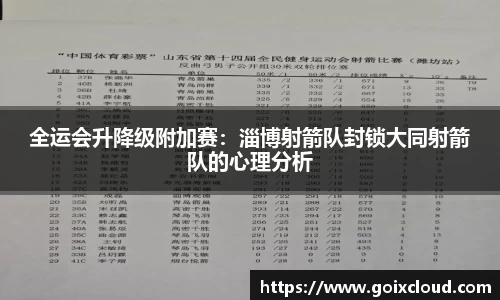 全运会升降级附加赛：淄博射箭队封锁大同射箭队的心理分析